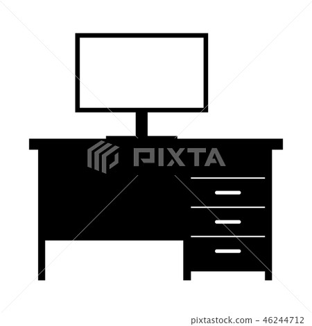 Computer desk simple icon Computer desk simple icon 46244712