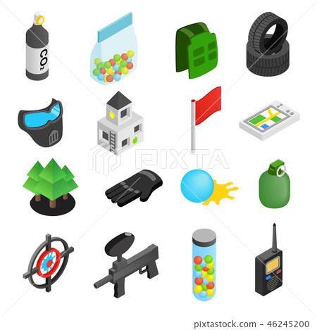 Paintball game isometric 3d icons 46245200