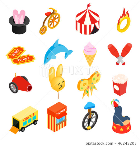 Circus isometric 3d icons set 46245205