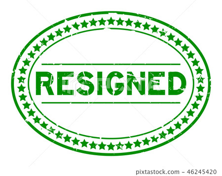 Grunge green resigned oval rubber seal stamp 46245420