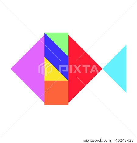 Color tangram puzzle in fish shape 46245423