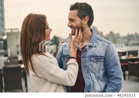 Beautiful couple is locating on nice terrace 46245815