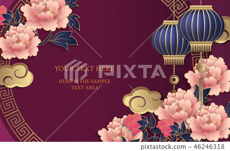 Happy Chinese new year retro relief template 46246318