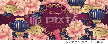 Happy Chinese new year retro relief template Happy Chinese new year retro relief template 46246329