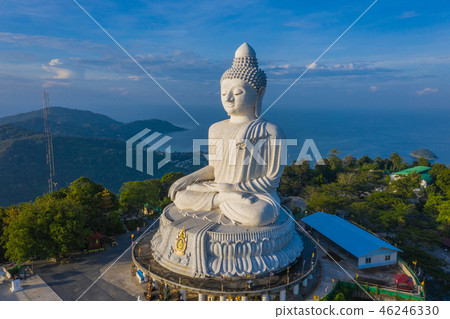 areial photography Phuket big Buddha in blue sky 46246330