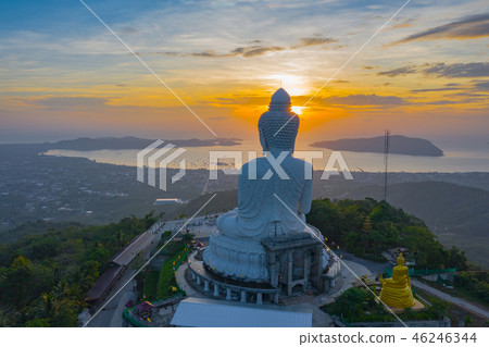 areial photography Phuket big Buddha in sunrise. areial photography Phuket big Buddha in sunrise. 46246344