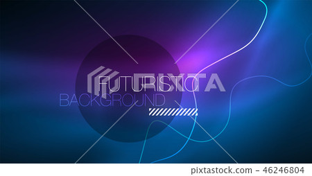 Glowing abstract wave on dark, shiny motion, Christmas and New Year magic space light. Techno Glowing abstract wave on dark, shiny motion, Christmas and New Year magic space light. Techno 46246804