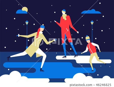 Winter sports, skating - flat design style colorful illustration Winter sports, skating - flat design style colorful illustration 46246825
