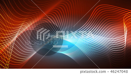 Neon lines wave background. Abstract composition Neon lines wave background. Abstract composition 46247048