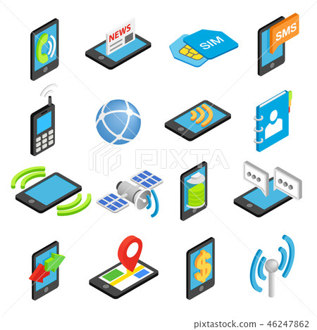 Phone isometric 3d icons Phone isometric 3d icons 46247862