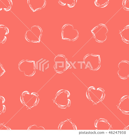 Abstract seamless vector background with hearts in Living Coral color. Abstract seamless vector background with hearts in Living Coral color. 46247938