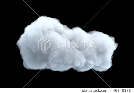 3d rendering of a white bulky cumulus cloud on a black background. 46248588
