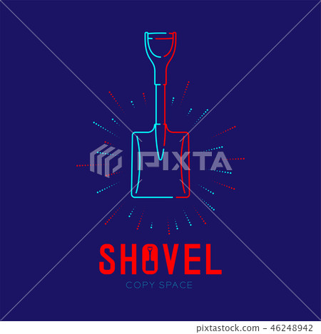 Shovel with radius frame logo icon outline stroke 46248942