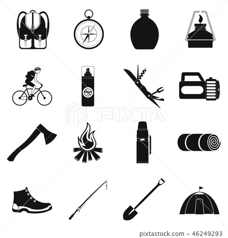 Camping simple icons Camping simple icons 46249293