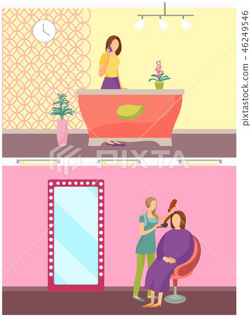 Spa Salon Receptionist Hair Styling Service Vector 46249546