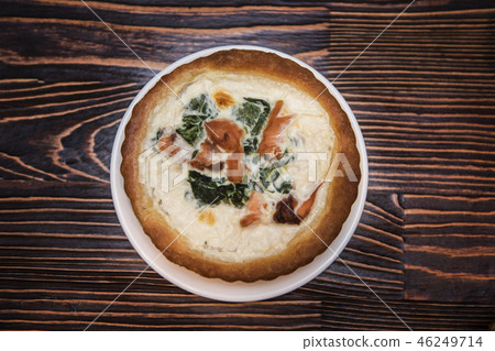 Salmon pie on wooden Salmon pie on wooden 46249714