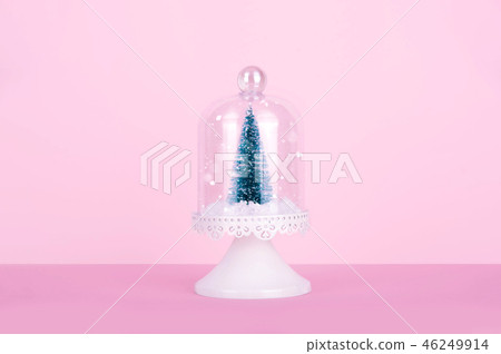 Creative Christmas design on pink pastel color background with Christmas tree. Creative Christmas design on pink pastel color background with Christmas tree. 46249914