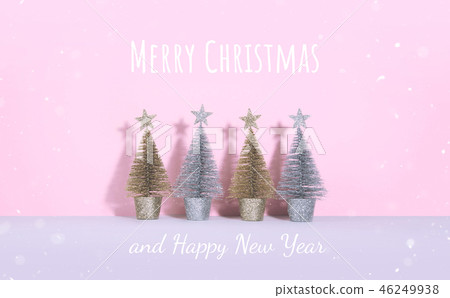 Christmas tree over pink background. 46249938