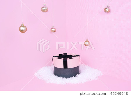 Pink gift box on pastel background. Pink gift box on pastel background. 46249948