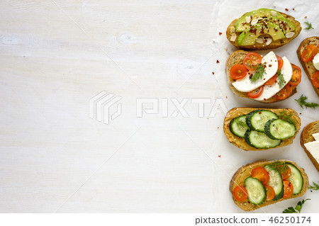 Fresh sandwiches from above with copy space 46250174