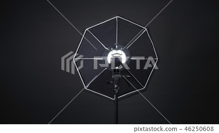 Photo studio soft box and flash on the tripod 46250608