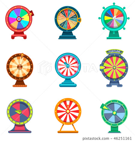 Set of isolated wheels of fortune icons for casino Set of isolated wheels of fortune icons for casino 46251161