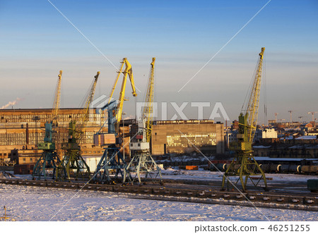 Gulf of Finland covered with ice on St. Petersbur 46251255