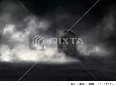 Horror scene on old cemetery realistic vector 46251659