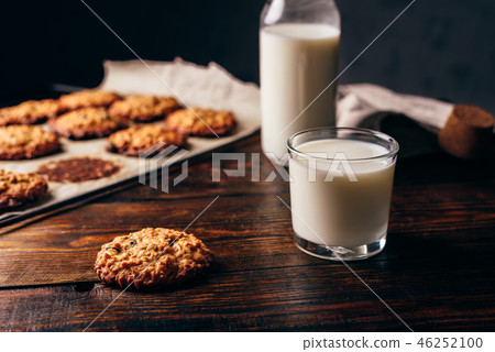 Oatmeal Cookies and Glass of Milk. 46252100