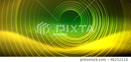 Neon glowing techno lines, hi-tech futuristic abstract background template with square shapes 46252218