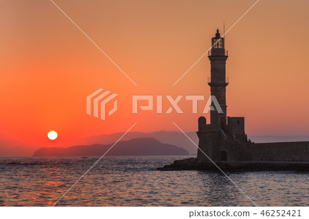 sunset in port of Chania, Crete 46252421