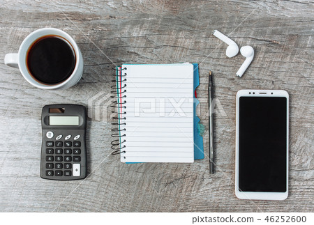 Business concept, blank notepad, smartphone Business concept, blank notepad, smartphone 46252600
