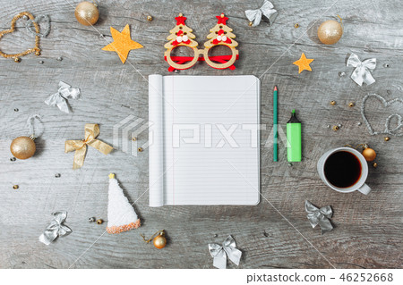 Christmas decoration with an open notebook Christmas decoration with an open notebook 46252668
