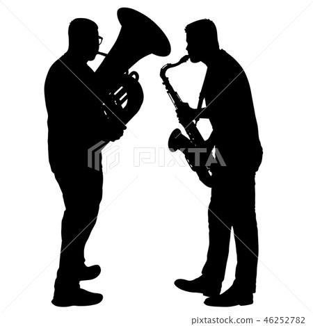 Silhouette of musician playing the saxophone Silhouette of musician playing the saxophone 46252782