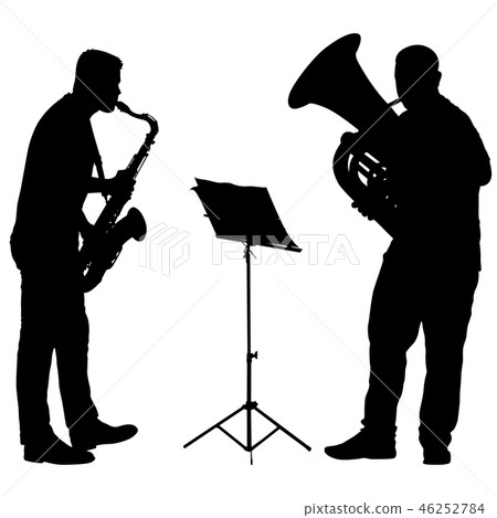 Silhouette of musician playing the saxophone  46252784