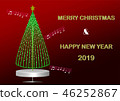 Greeting card for Merry Christmas & New Year 2019. 46252867