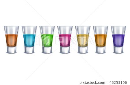 Realistic Detailed 3d Shot Glasses Order Set. Vector 46253106