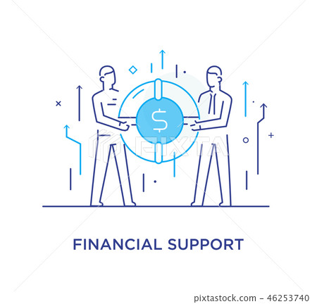 Businessmen team hold a huge dollar coin. Way to Businessmen team hold a huge dollar coin. Way to 46253740
