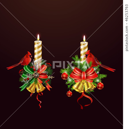 Christmas candle combined width Christmas tree branches Christmas candle combined width Christmas tree branches 46253763