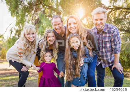 Multigenerational Mixed Race Family Portrait Outdoors 46254026