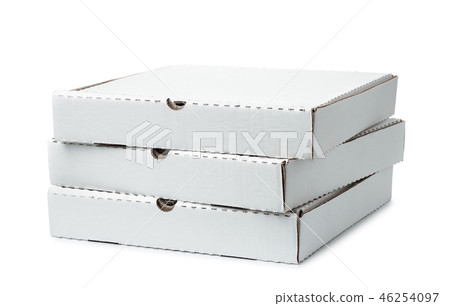 Stack of three blank pizza boxes 46254097