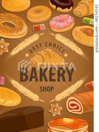 Bakery shop cakes, baker pastry desserts - Stock Illustration [46254242 ...