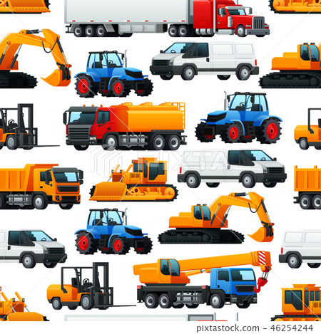 Industrial machinery vehicles seamless pattern 46254244