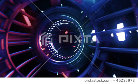 3d render VJ neon digital tunnel abstract 46255978