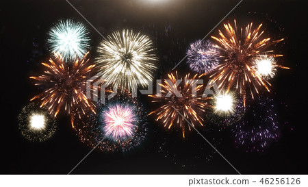 3d render of various fireworks and salute 46256126
