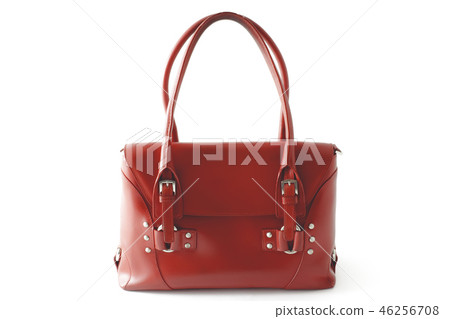 Red glossy female leather bag isolated on white background Red glossy female leather bag isolated on white background 46256708