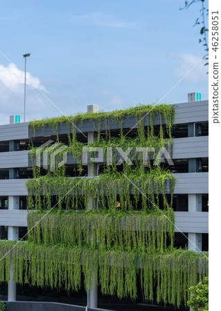 Modern parking garage building covered with plant, 46258051