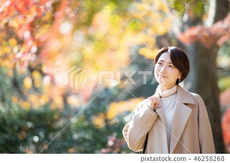 Travel women's journey autumn autumn leaves 46258268