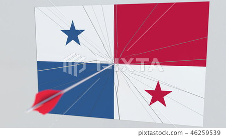 Flag of PANAMA plate being hit by archery arrow. Conceptual 3D rendering Flag of PANAMA plate being hit by archery arrow. Conceptual 3D rendering 46259539