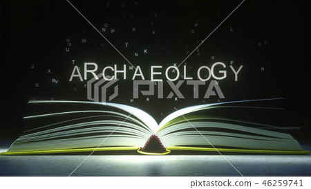 Letters fly off the open book pages to form ARCHAEOLOGY text. 3D rendering Letters fly off the open book pages to form ARCHAEOLOGY text. 3D rendering 46259741